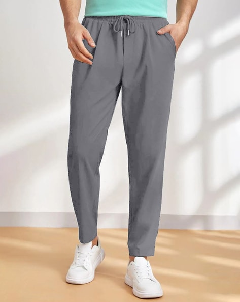 Men Straight Track Pants with Drawstrings