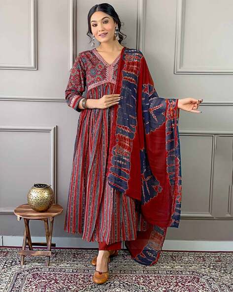 Printed A-Line Kurta Set Price in India