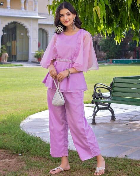 lavender peplum top