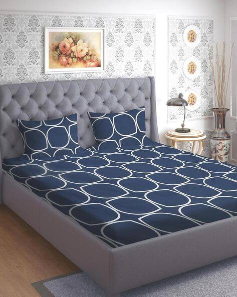 RRC Leaf Print Double Bedsheet with Pillow Covers