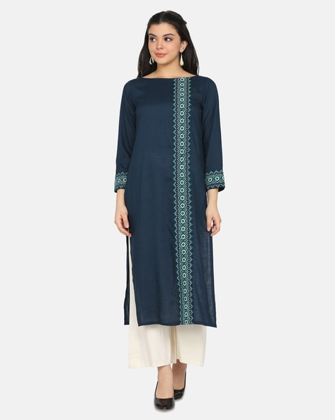 Buy Blue Kurtas for Women by Ojjasvi Online Ajio