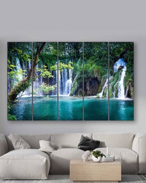 Framed Canvas Print Waterfall - Set of 3 Canvas Wall Art cheapest - 3 Panels Canvas Wall Print - Living Room Decor Canvas Art - Nature Waterfall Art