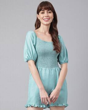 flamboyant Smocked Square-Neck Playsuit-picture-14