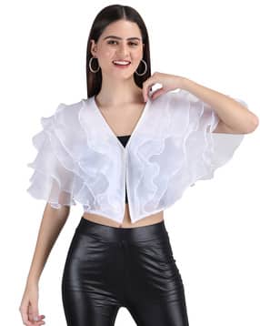 Women Ruffle V-Neck Shrug