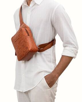 hidesign Heathrow-01 Croc Leather Crossbody Messenger Bag-picture-44