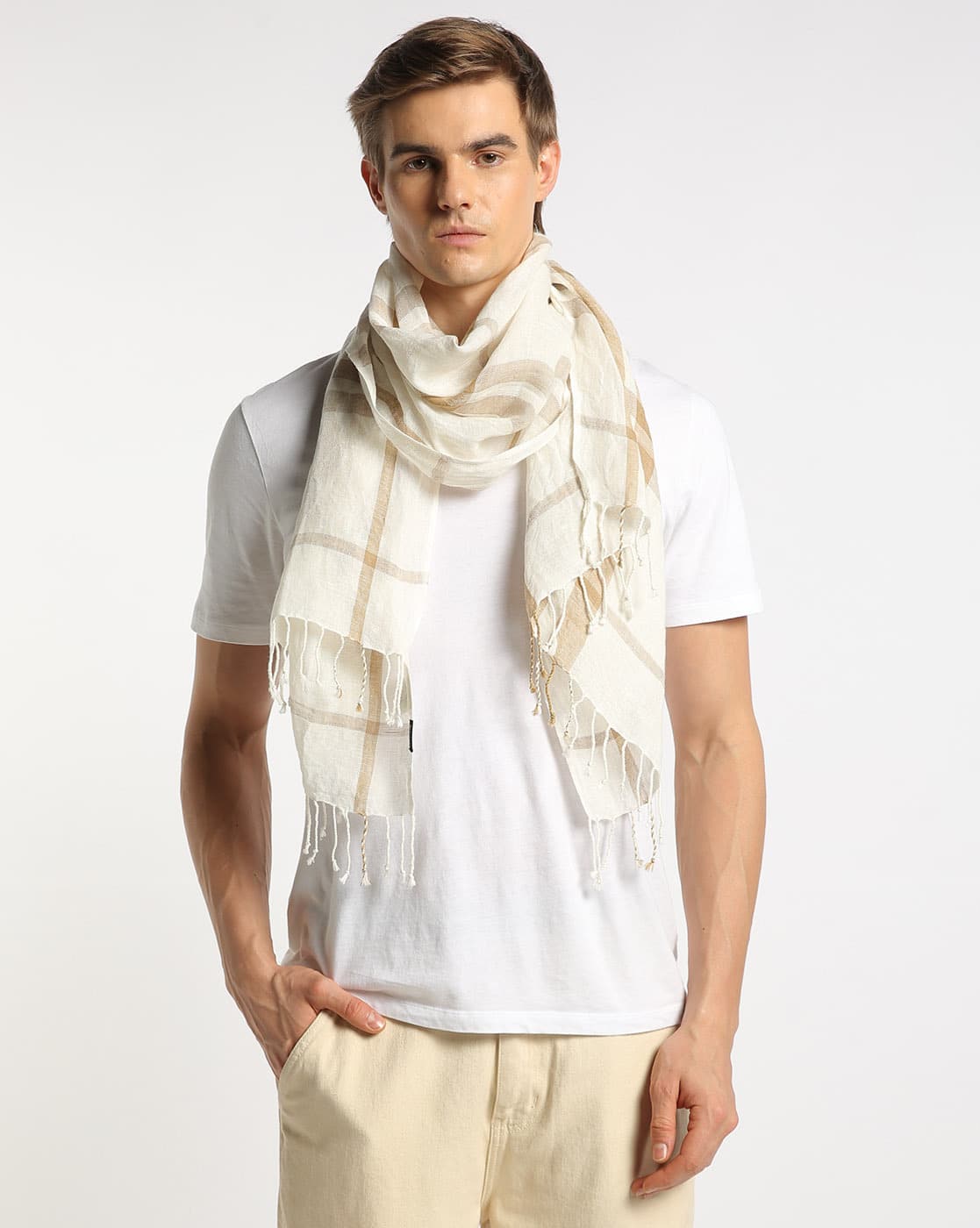 Cotton Scarf White Scarf Mens SCARF GERMANY VINTAGE AUTHENTIC