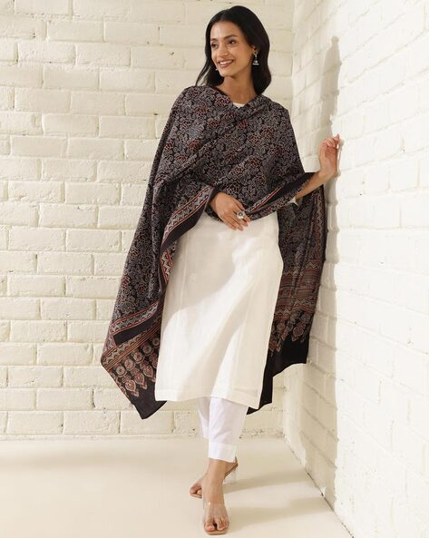 Women Ajrakh Print Dupatta Price in India