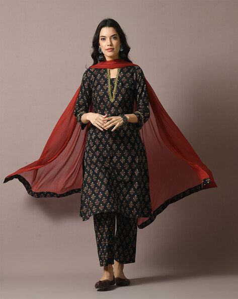 Women Printed Straight Kurta Set Price in India