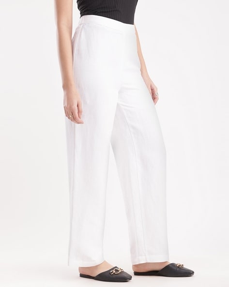 Trousers with cuffs - Creamy White | Benetton