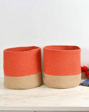 lavichitra Set of 2 Braided Cotton Planter Baskets-picture-24