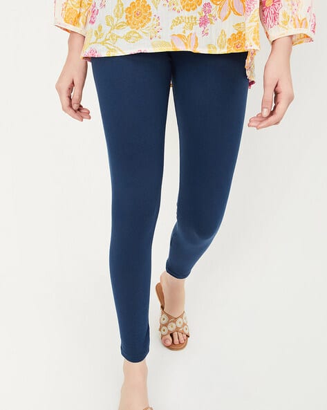 Women Ankle-Length Leggings with Elasticated Wasitband