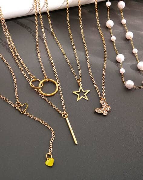 Layered Roop Necklace pry シュウト Vembley Gold Plated Stylish Layered Pendant Necklace for Women