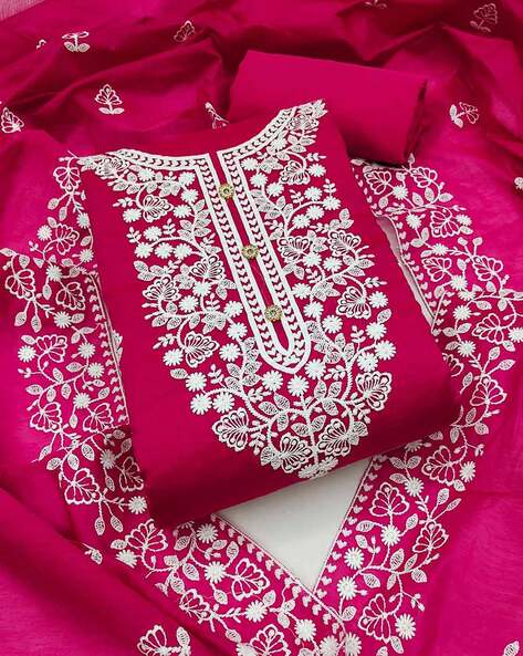 Women Embroidered Unstitched Dress Material Price in India