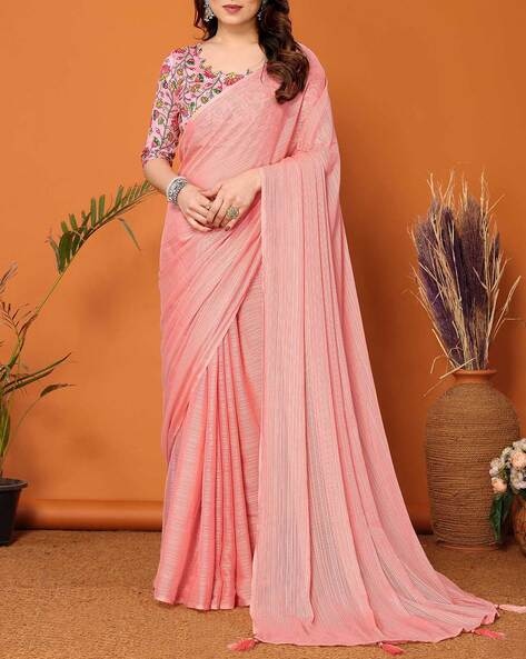 Online shopping plain saree with designer blouse hotsell