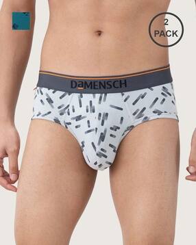 Pack of 2 Printed Briefs with Elasticated Waist-image-0