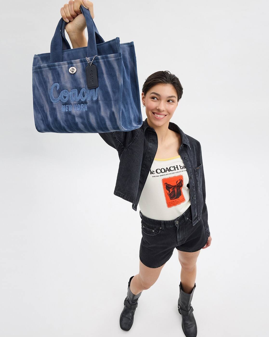 Buy Coach Tie & Dye Cargo Tote Bag | Indigo Color Women | AJIO LUXE