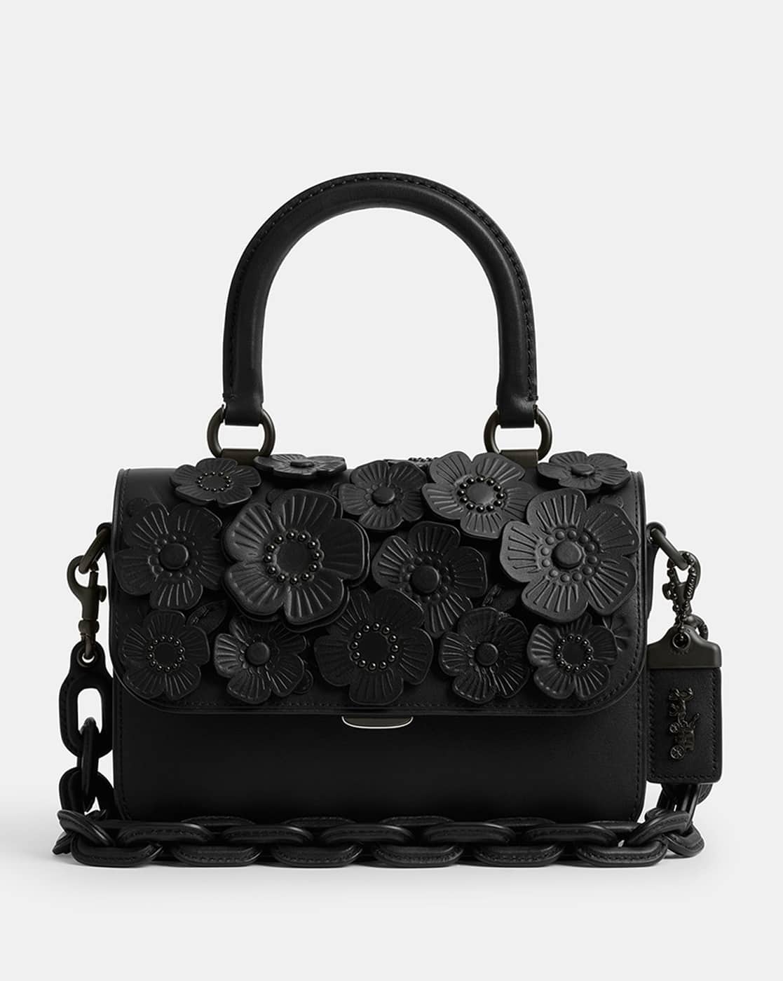 Midnight Navy Coach Rogue Shoulder Bag Black Tea Rose Rogue