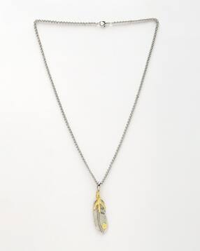 nvr Men Silver-Plated Chain with Feather Pendant-picture-40