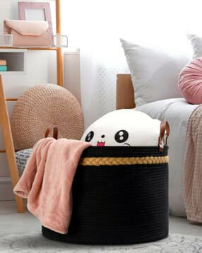 Foldable Wardrobe Cotton Mini Rope Laundry Basket-image-34