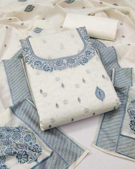 white cotton dress material AVC White cotton dress materials set