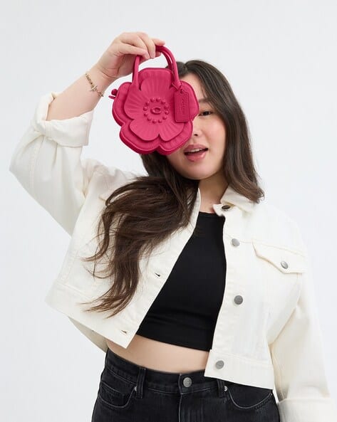 バッグ Rare COACH accessory pouch Pink 6094 Coach Signature Demi mini Pouch Hand Bag Canvas Leather Pink 6094