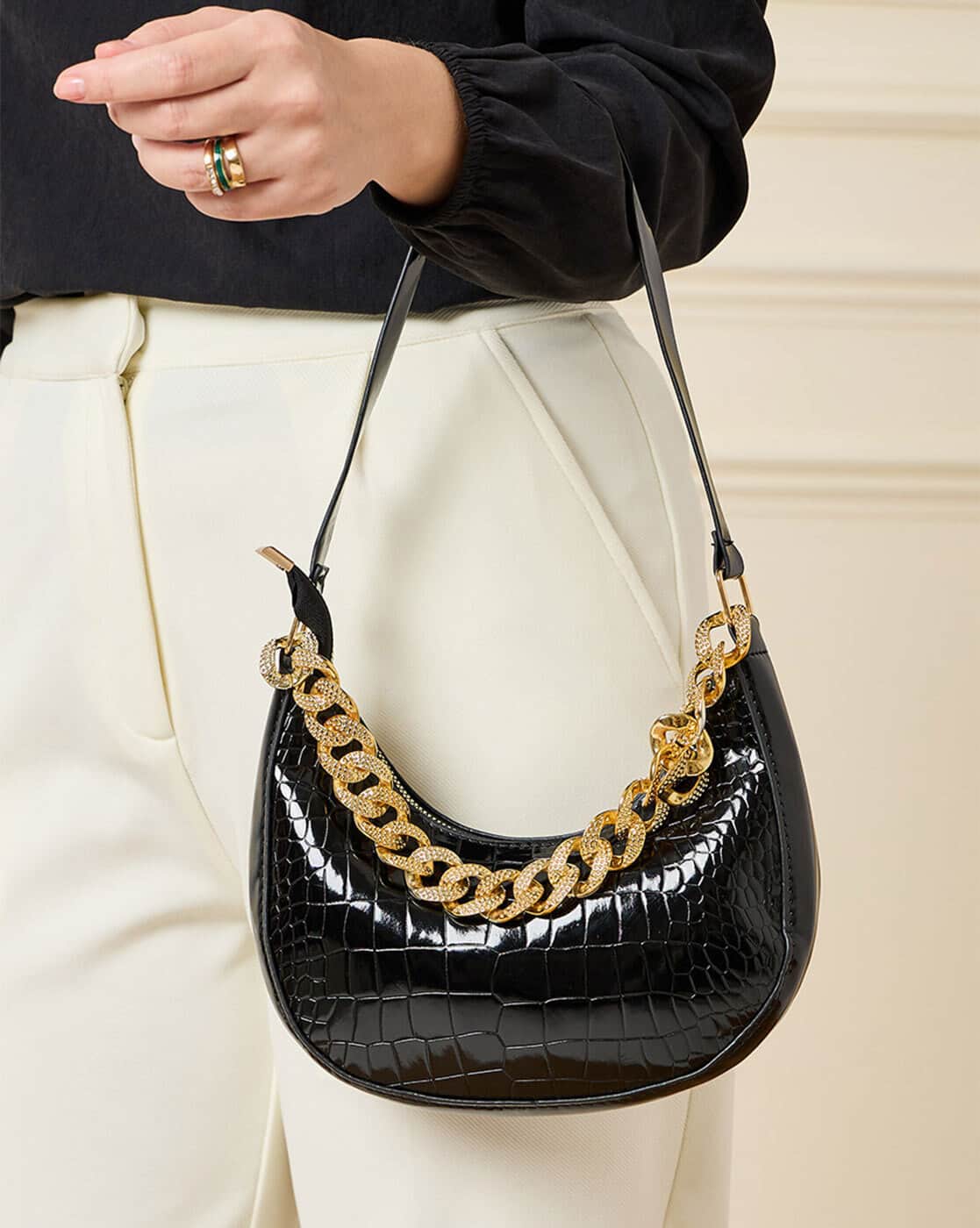 Womens Handbag Shein Black Bag Shein Shoulder Handbags Studded