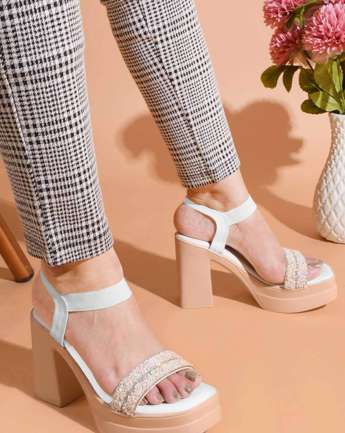 Froh Feet Flipkart Platform Heels Buy White Heeled Sandals For - Main Image