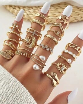 jewels galaxy Women Set of 23 Gold-Plated Stone-Studded Stackable Rings-picture-29