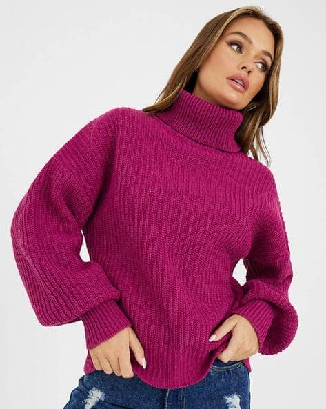 Buy Magenta Sweaters Cardigans for Women by Styli Online