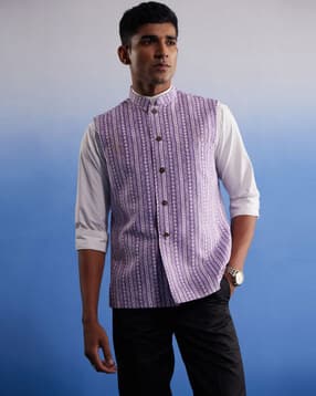 vastramay Men Striped Nehru Jacket-picture-11