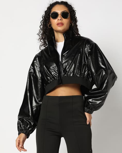 Women Quilted Regular Fit Crop Biker Jacket