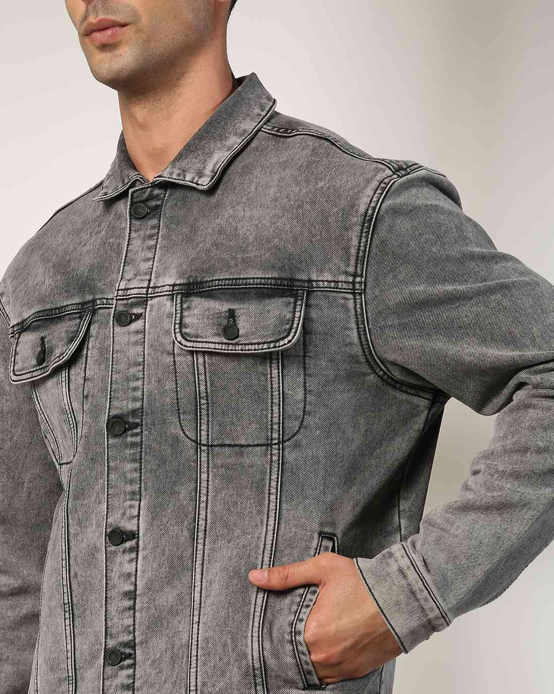 John Players Jeans Jacket Under 700 Men Washed Slim Fit Denim Jacket