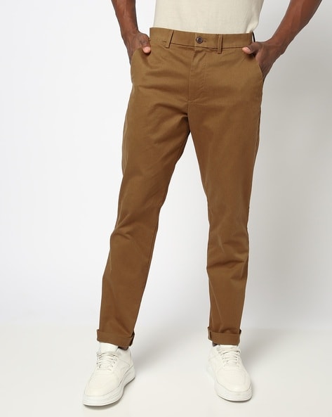 Men Solid Slim Fit Mid-Rise Woven Pants