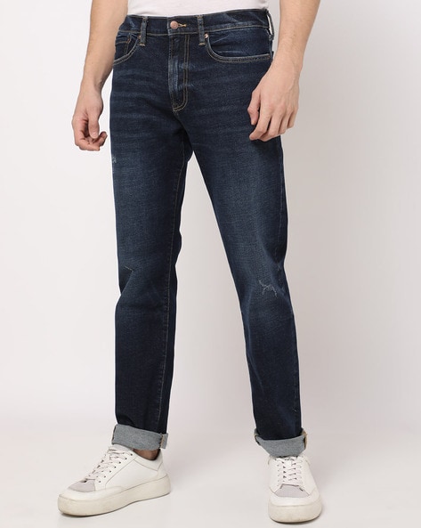 Men Mid-Wash Distressed Skinny Fit Jeans