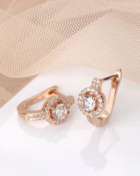 Ajio Silver And Rose Gold Hoop Earrings Women Sterling Silver Rose