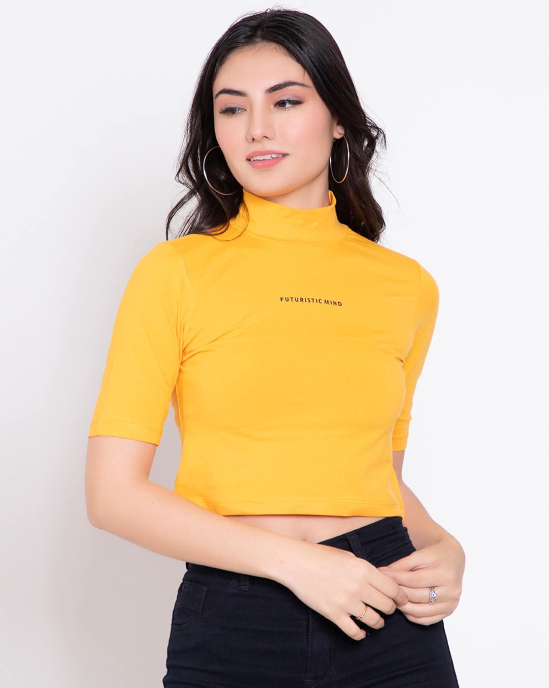 high neck yellow top