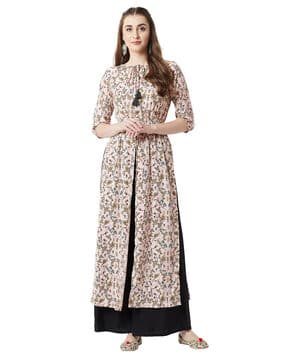 miss chase Floral Print Tunic with Slits-picture-49