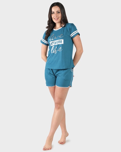 Buy Teal Night LoungeWearSets for Women by SEPHANI Online Ajio