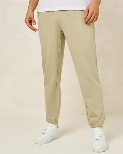 Men Relaxed Fit French Terry Joggers with Elasticated Hem