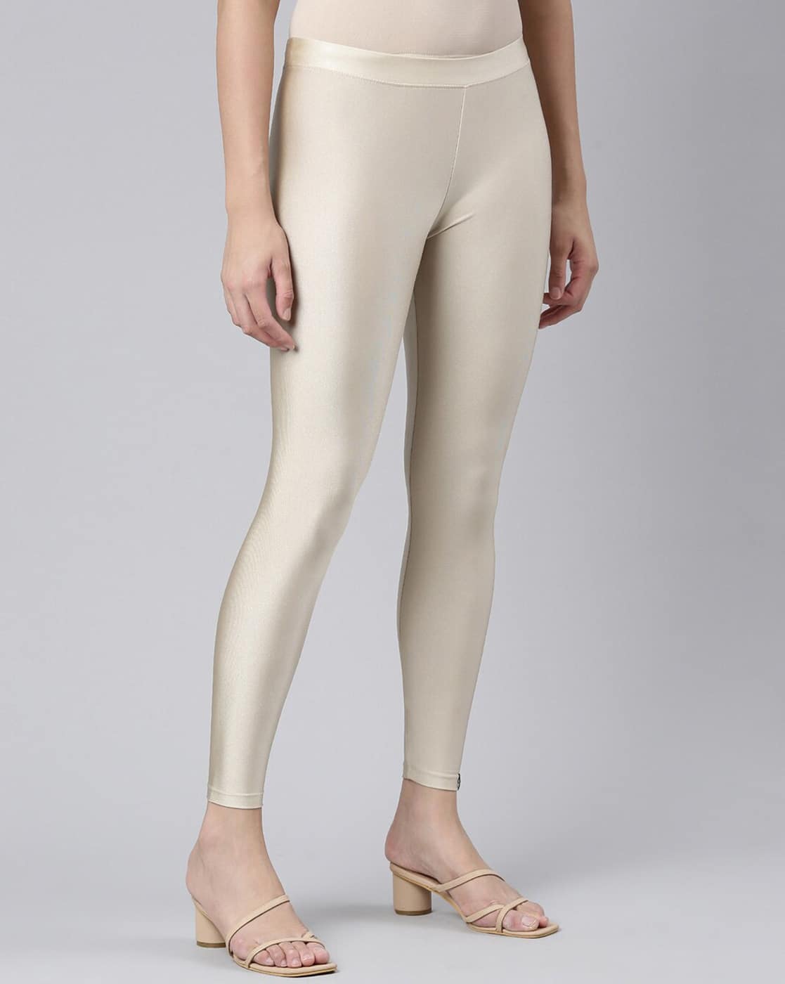 Footed Leggings White Metallic Leggings Buy Off White Leggings For