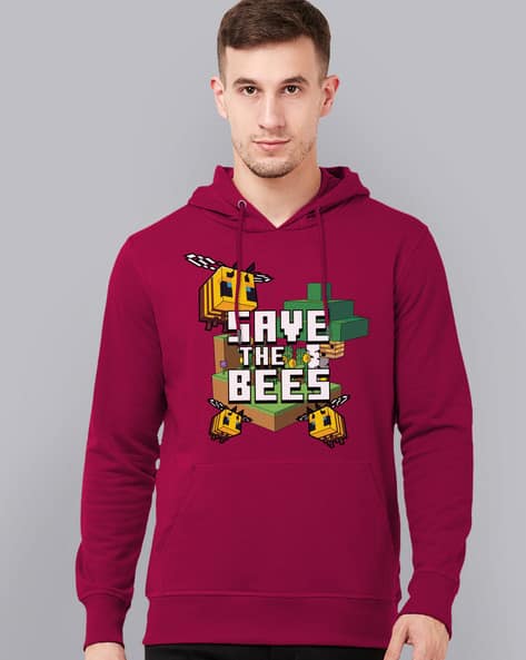 Graphic Print Hoodie with Kangaroo Pocket