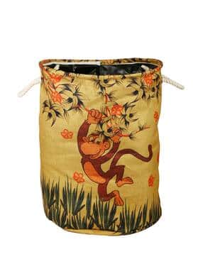 Polyester Slub Text Print Laundry Bag  -  48 cm x 37 cm-image-49