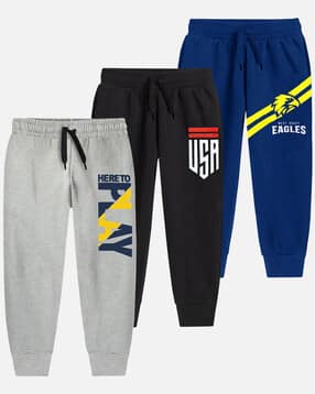 Typographic Print Joggers with Drawstring Waist