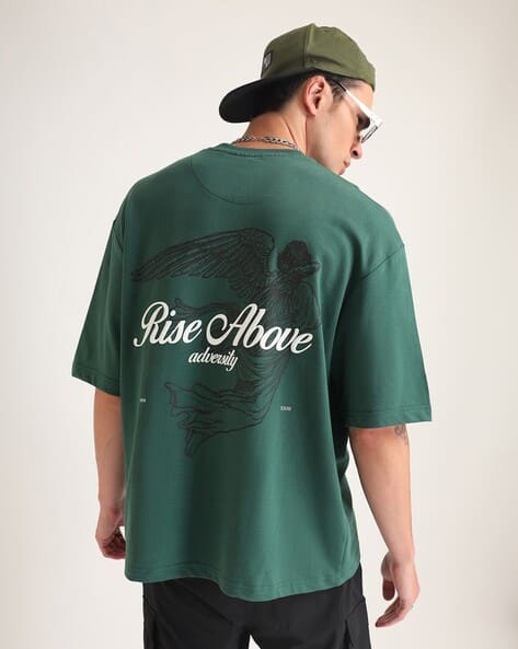 Men Printed Oversized Fit Crew-Neck T-Shirt