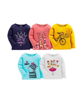 kuchipoo Pack of 5 Graphic Crew-Neck T-shirt-picture-14