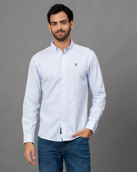 Logo Embroidered Spread-Collar Shirt