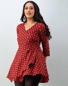 Floral  Printed Angrakha Kurti