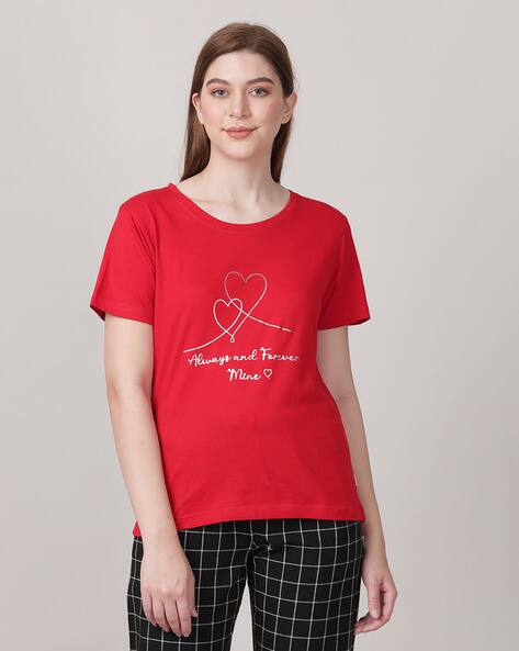 Buy Red Tshirts for Women by MACKLY Online