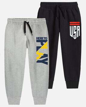 Typographic Print Joggers with Drawstring Waist