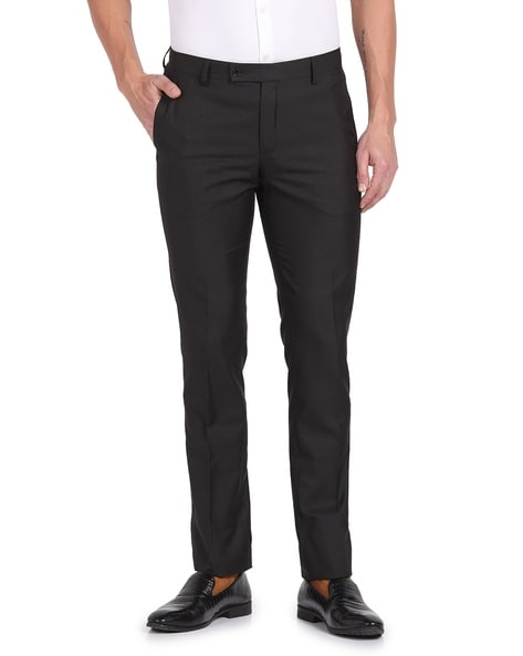 Arrow Men Regular Fit Flat-Front Trousers